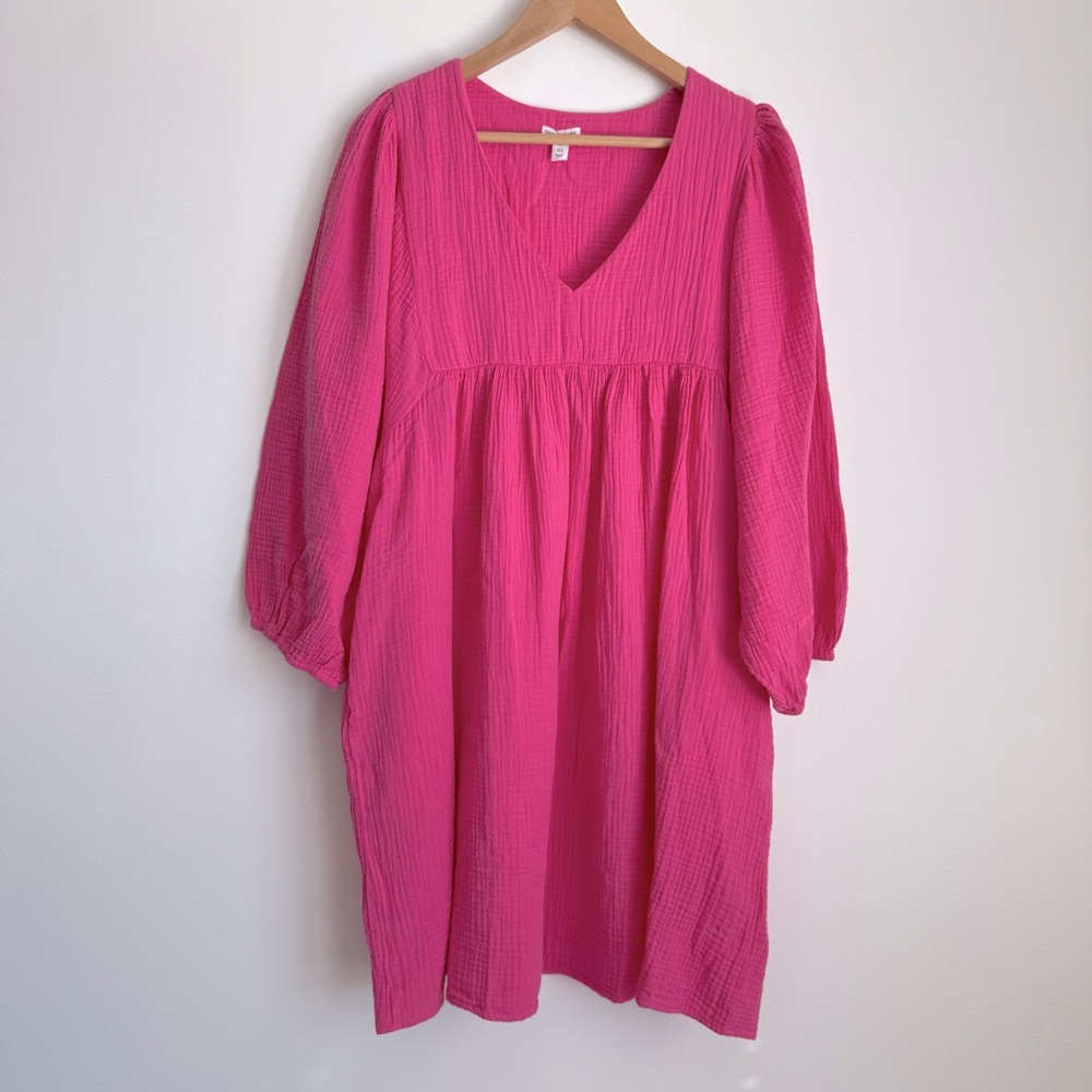 Tribal Hot Pink Long Sleeve V-Neck Dress